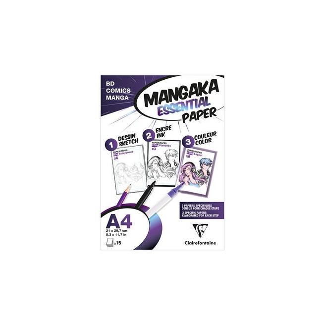 Mangaka Essential A4 pouch - 15 assorted sheets - Clairefontaine