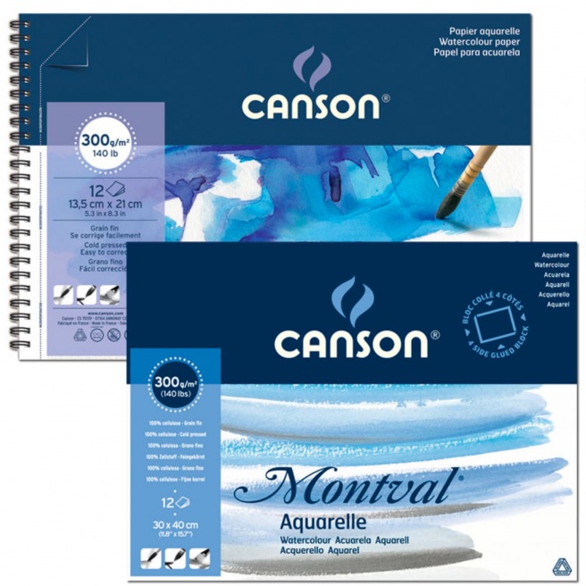 Canson Montval - Bloc de papel de práctica de acuarela de 10.58 oz/m²,  incluye 100 hojas, tamaño: A3, blanco natural y prensado en frío (no)